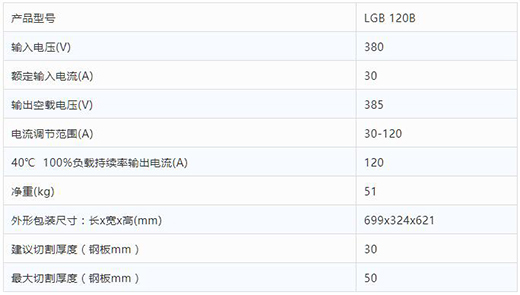 游戏老虎机数字化等离子切割+碳弧气刨两用机LGB 120B整机参数